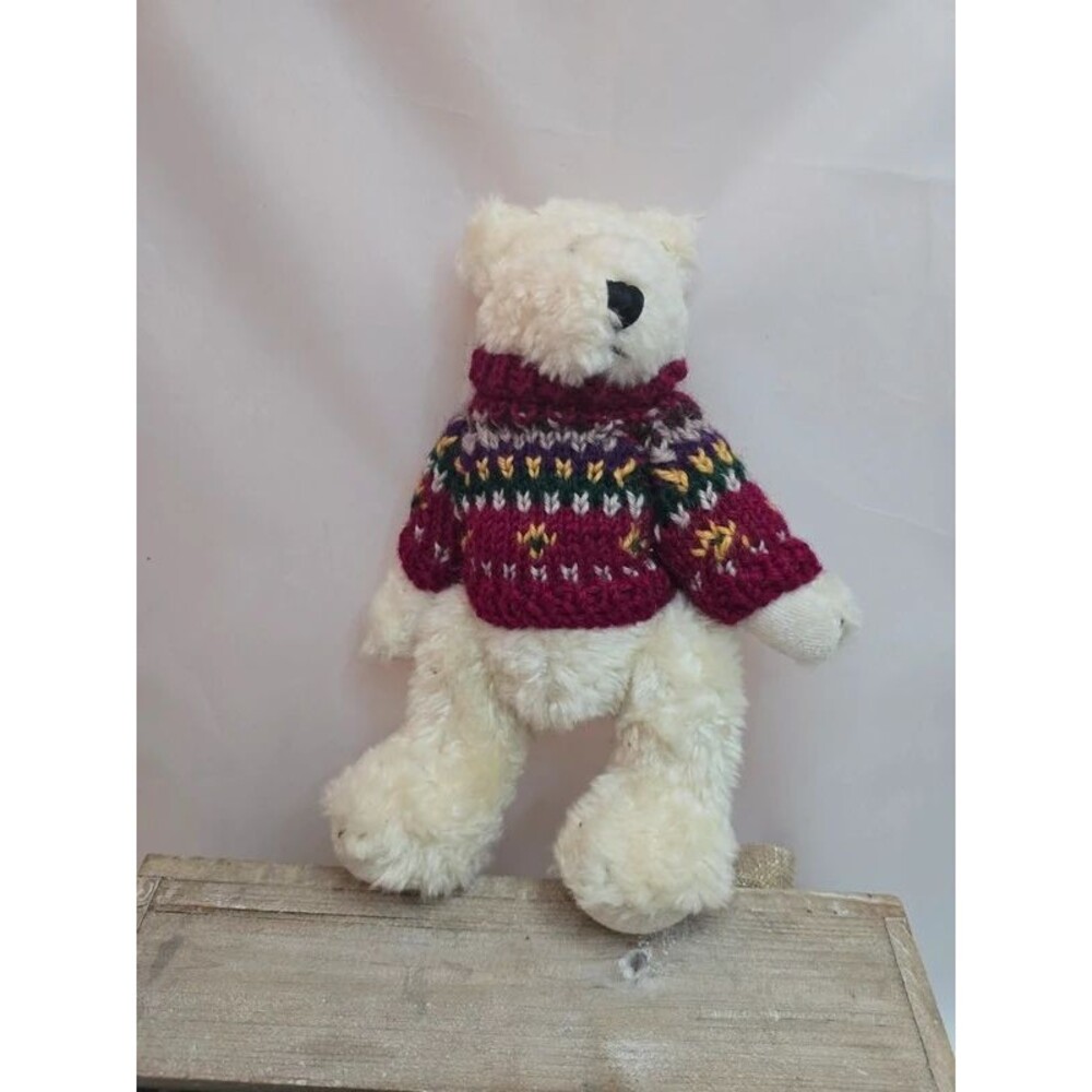Boyds Bears Gunner Teddy Bear Burgundy Knit Sweater With Tag
